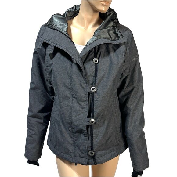 Columbia Jacket Women’s L Large Gray Hooded Insulated Zip & Button Coat Outdoor - Picture 1 of 13